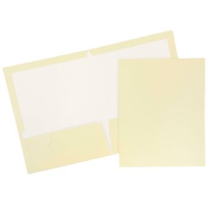 JAM Paper Glossy Two Pocket Folders, Ivory, 50/Pack