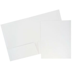 JAM Paper Glossy Two Pocket Folders, White, 100/Pack