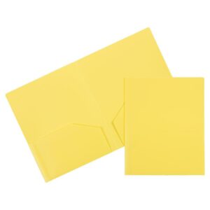JAM Paper Heavy Duty Plastic Two Pocket Presentation Folders, Yellow, 108/pack
