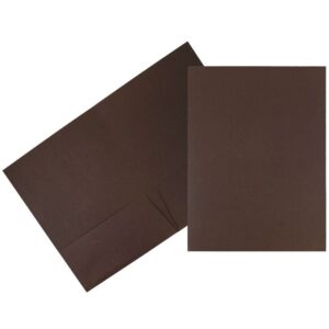 JAM Linen Two Pocket Folders, Chocolate Brown, 100/Pack