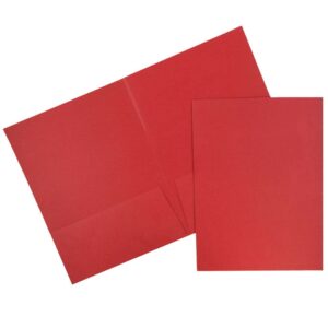 JAM Paper Linen Two Pocket Folders, Red, 100/Pack