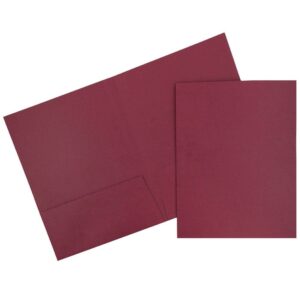 JAM Paper Linen Two Pocket Folders, Burgundy Red, 9 x 12, 100/Pack