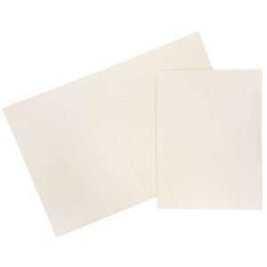 JAM Linen Two Pocket Folders, Ivory, 100/Pack