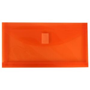 JAM Paper #10 Business Plastic Filing Envelope with Hook & Loop Closure, 5 1/4 x 10, Orange, 108/pack