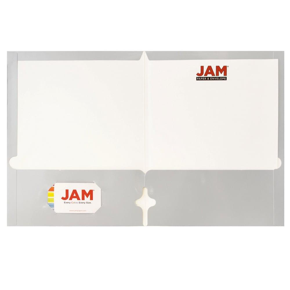 JAM Paper Glossy 3 Hole Punch Folders, Silver, 100/Pack - Image 3