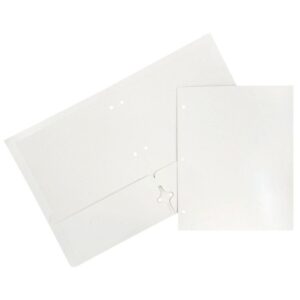 JAM Paper Glossy 3 Hole Punch Folders, White, 50/Pack