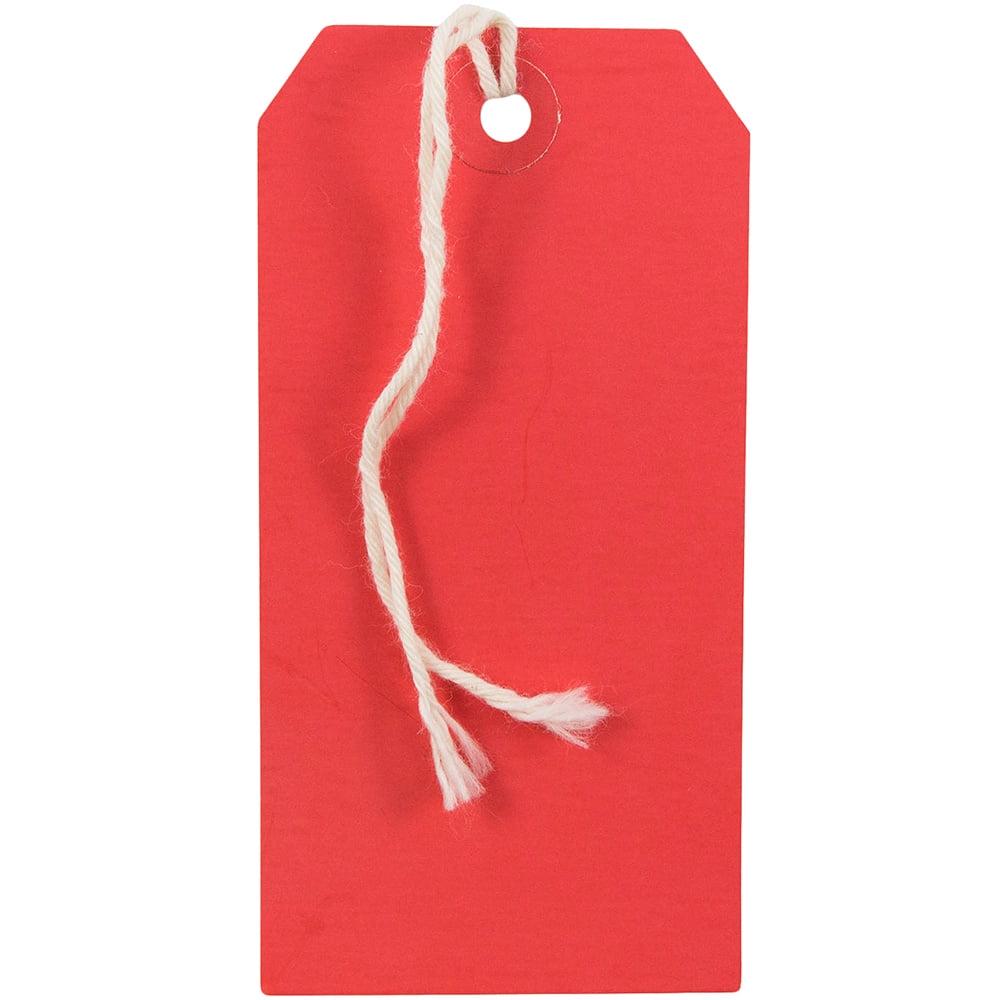 JAM Paper Gift Tags with String, Medium, 4 3/4" x 2 3//8", Red, 1000/carton