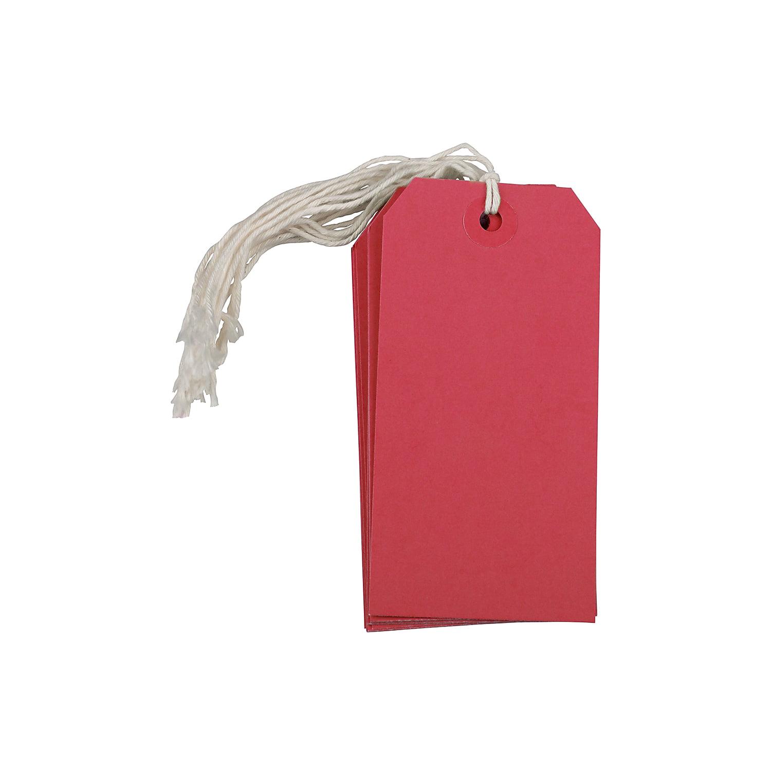 JAM Paper Gift Tags with String, Medium, 4 3/4" x 2 3//8", Red, 1000/carton - Image 2