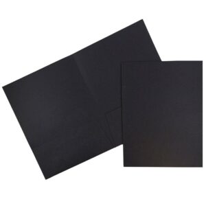 JAM Paper Linen Two Pocket Folders, 9 x 12, Black, 100/Pack
