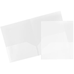 JAM Paper Plastic 2 Pocket School POP Folders, Clear, Bulk 96/Pack