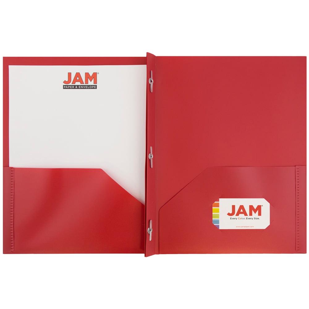 JAM Paper Plastic 2 Pocket School POP Folders with Metal Prongs Fastener Clasps, Red, Bulk 96/Pack - Image 3