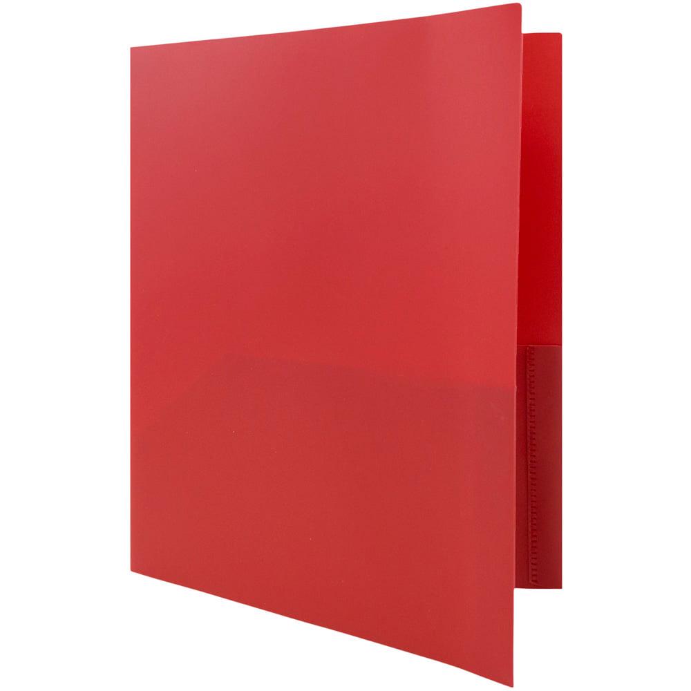 JAM Paper Plastic 2 Pocket School POP Folders with Metal Prongs Fastener Clasps, Red, Bulk 96/Pack - Image 4