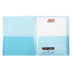 JAM Paper Plastic Regular Weight Two Pocket Presentation Folder, Blue, 108/pack