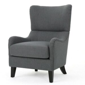 Christopher Knight Home Quentin Contemporary Wingback Fabric Club Chair by Charcoal