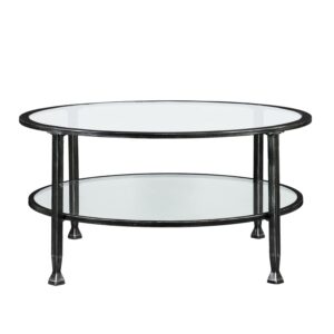 SEI Furniture Jaymes Round Glass Top Coffee Table in Black