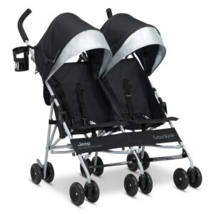 Jeep TurboGlyde Side by Side Double Stroller by Delta Children, Black/Silver