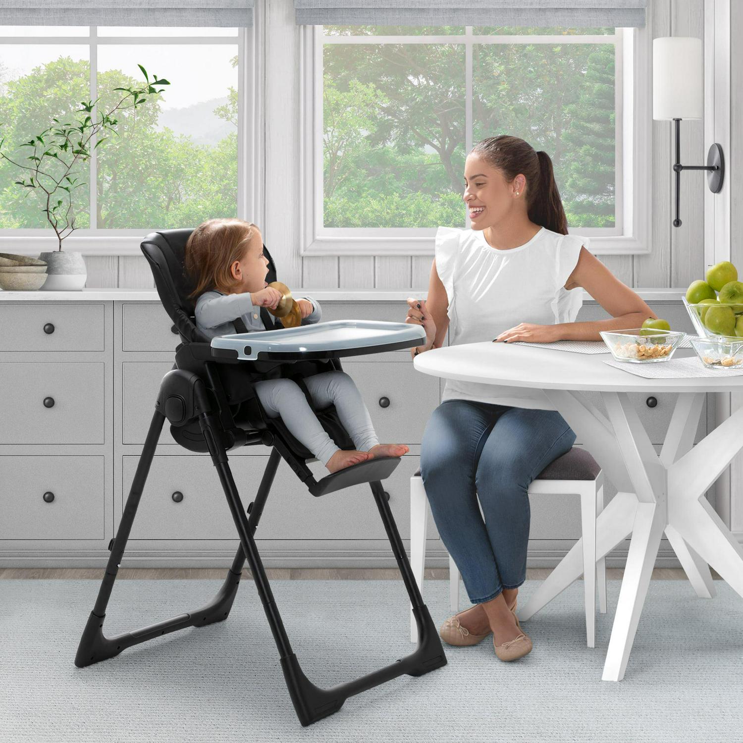 Jeep by Delta Children Classic Convertible 2-in-1 High Chair for Babies and Toddlers with Adjustable Height, Recline & Footrest - Dishwasher Safe Meal Tray, Black - Image 2