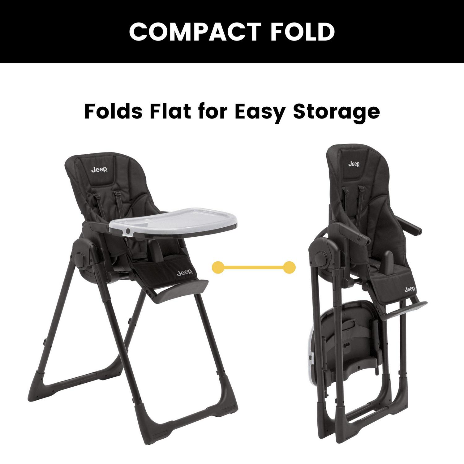 Jeep by Delta Children Classic Convertible 2-in-1 High Chair for Babies and Toddlers with Adjustable Height, Recline & Footrest - Dishwasher Safe Meal Tray, Black - Image 7