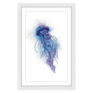 "Jellyfish Blue Purple" Framed Painting Print