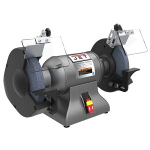 Jet 578008 8 Inch Stationary Workshop Durable Industrial Bench Grinder, Gray