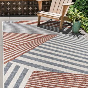 Jill Zarin Outdoor Collection Area Rug - Washington (5' 3" x 8' Rectangle Blue/Red)