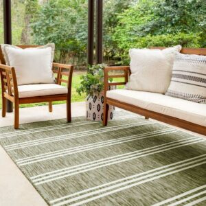 Jill Zarin Outdoor Collection Area Rug - Anguilla (5' 3" x 8' Rectangle Green/Ivory)