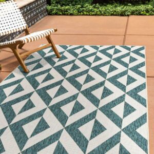 Jill Zarin Outdoor Collection Area Rug - Napa (5' 3" x 8' Rectangle Teal/Ivory)