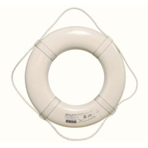 Jim-Buoy G-Series White Weather-Resistant 30" Life Ring with Webbing Straps