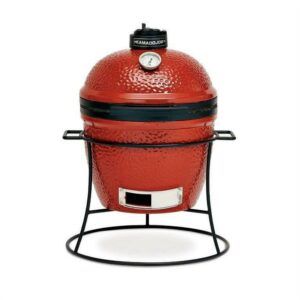 Kamado Joe Joe Jr. 13.5 in. Portable Charcoal Grill in Red with Cast Iron Cart, Heat Deflectors and Ash Tool