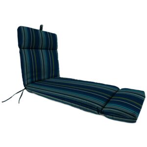 Jordan Manufacturing Sunbrella 72" x 22" Stanton Lagoon Navy Stripe Rectangular Outdoor Chaise Lounge Cushion with Ties and Hanger Loop