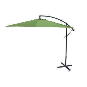 Jordan Manufacturing 8' Olive Solid Octagon Folding Offset Cantilever Patio Umbrella with Crank Opening