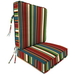 Jordan Manufacturing 45" x 22" Covert Sonoma Multicolor Stripe Rectangular Outdoor Deep Seat Chair Cushion Set with Ties and Welt