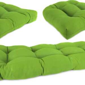 Jordan Manufacturing 3 Piece Veranda Citrus Green Solid Outdoor Wicker Set with 1 Settee & 2 Seats Cushions