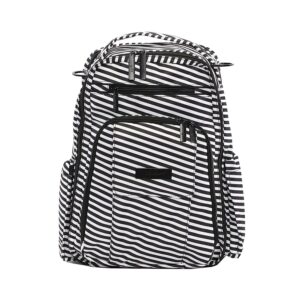 JuJuBe Stripped Be Right Back Backpack Diaper Bag with Memory Foam Changing Pad, Black & White