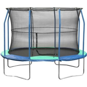 JumpKing Oval 8' x 11.5' Trampoline, with Enclosure, Blue/Green