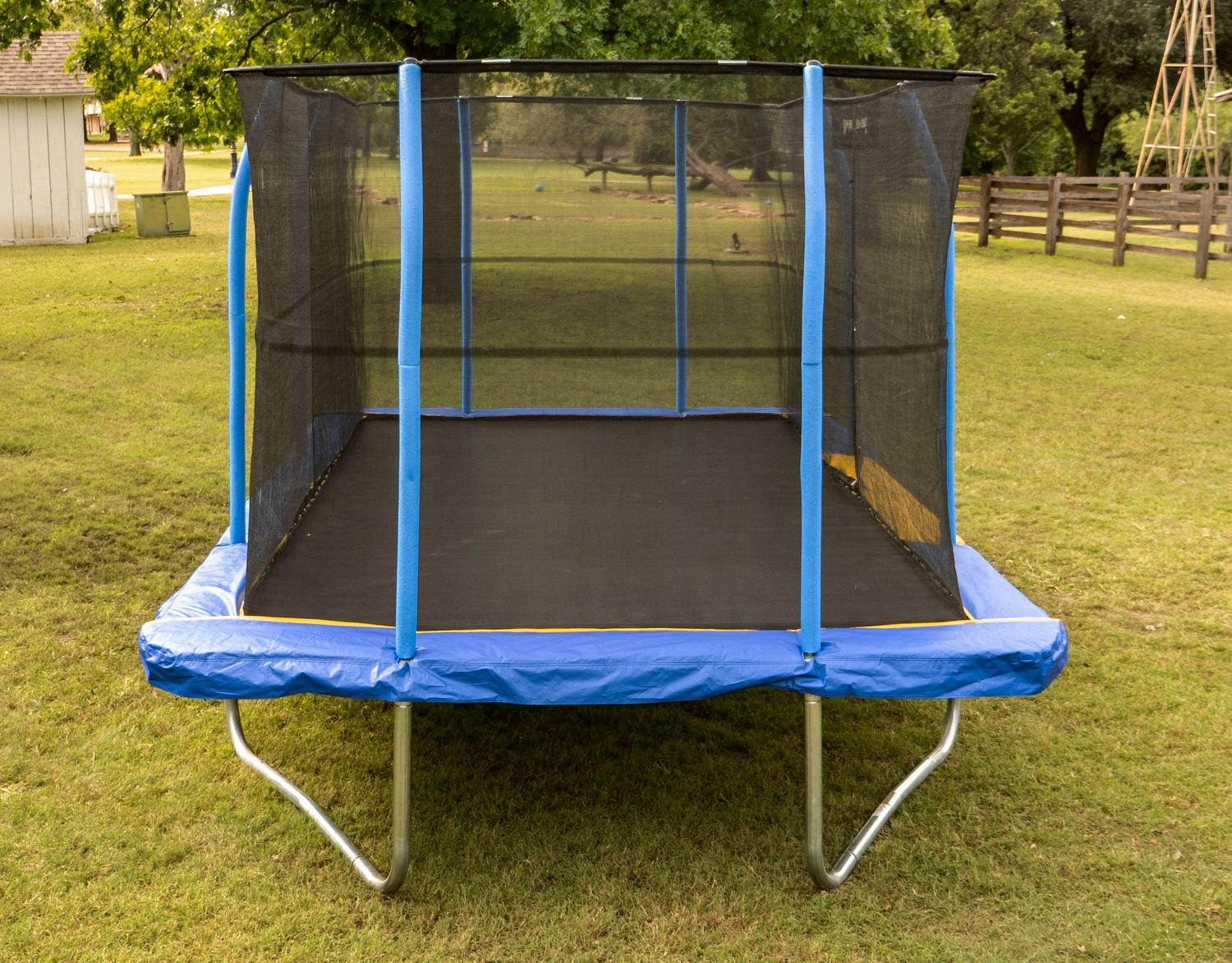 Jumpking Rectangle 10 x 14' Trampoline, with Enclosure, Blue/Yellow - Image 5