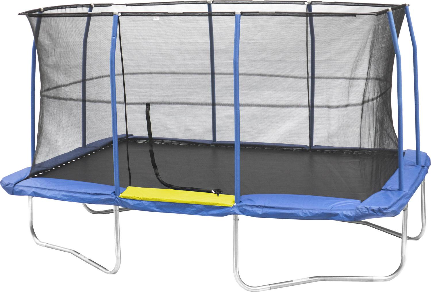Jumpking Rectangle 10 x 14' Trampoline, with Enclosure, Blue/Yellow