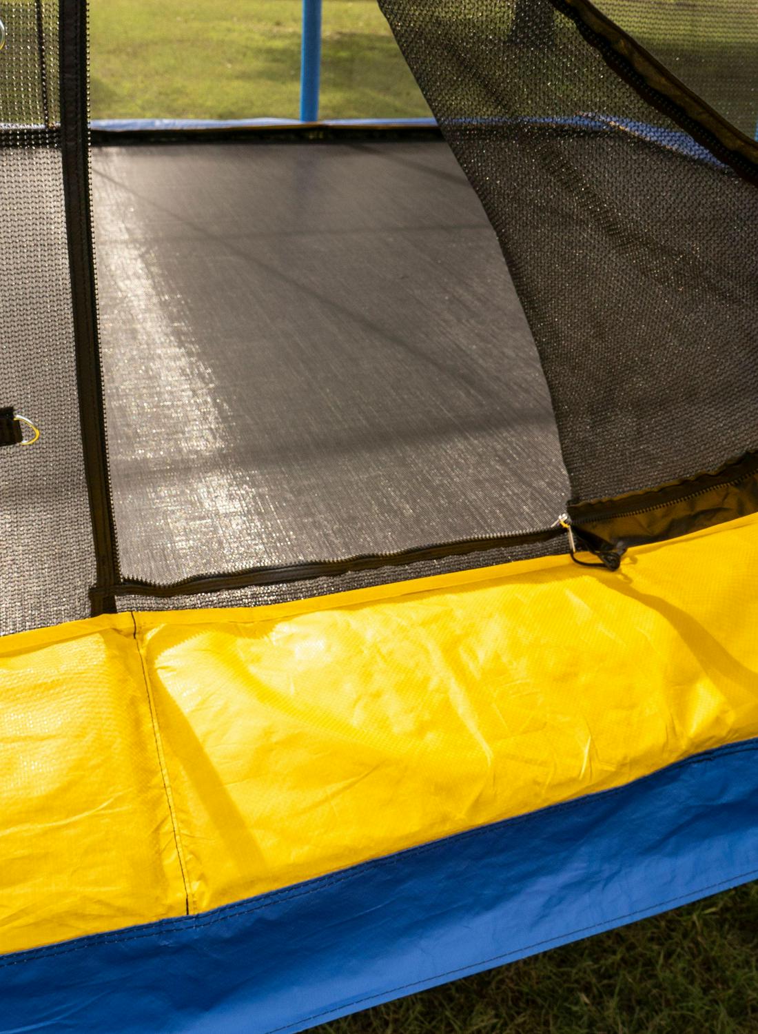 Jumpking Rectangle 10 x 14' Trampoline, with Enclosure, Blue/Yellow - Image 10