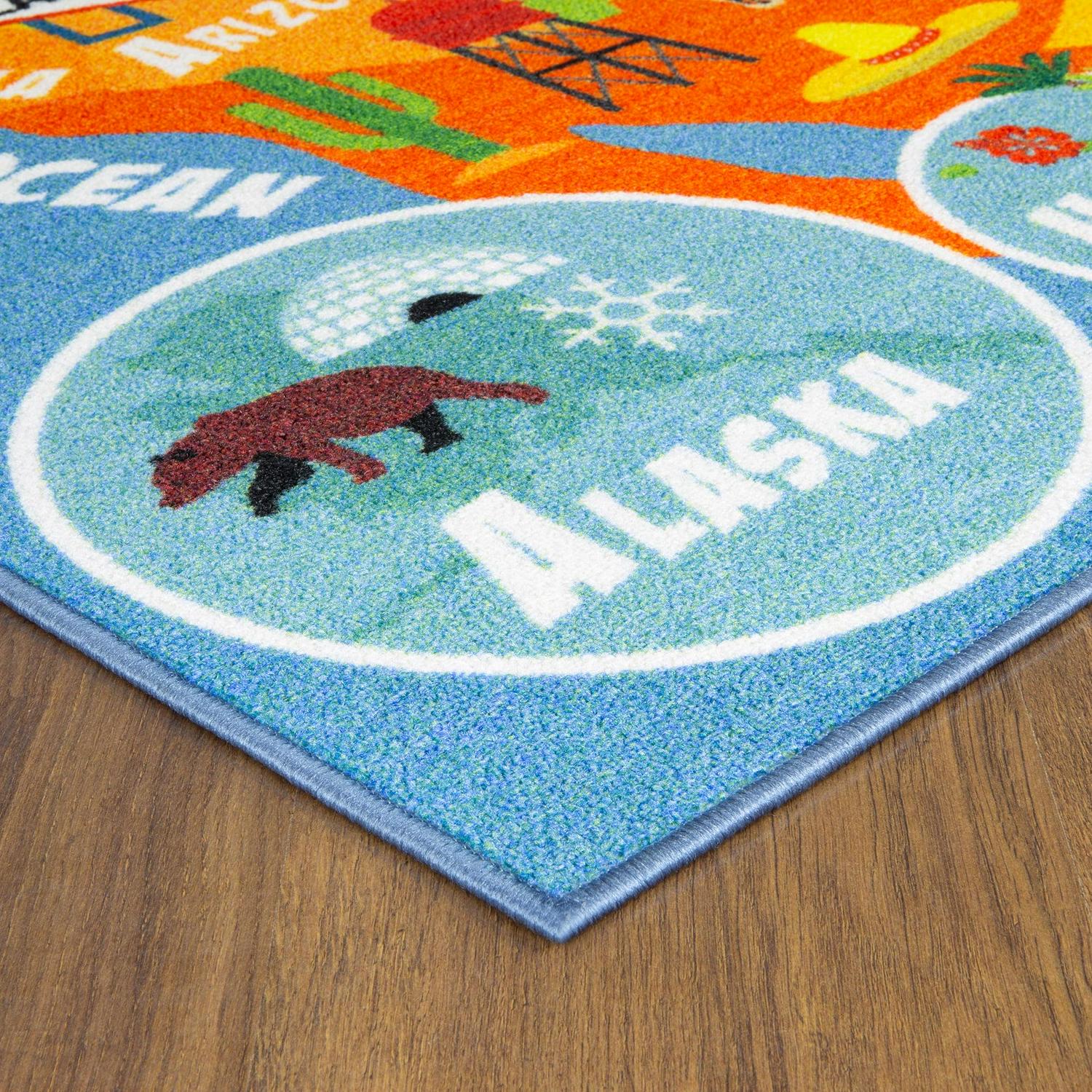 KC CUBS Playtime Collection USA United States Geography Map Educational Learning Area Rug Carpet for Kids and Children Bedrooms and Playroom (5' 0" x 6' 6") - Image 8
