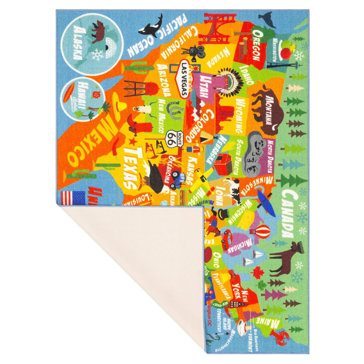 KC CUBS Playtime Collection USA United States Geography Map Educational Learning Area Rug Carpet for Kids and Children Bedrooms and Playroom (5' 0" x 6' 6") - Image 5