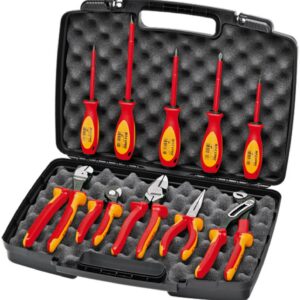 KNIPEX Tools 98 98 31 US, 1000V Insulated High Leverage Pliers, Cutters, and Screwdriver Industrial Tool Set, 10-Piece