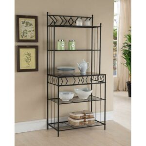 Room Designs Baker's Rack Black; Marble Contemporary Rectangle