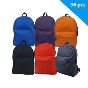 K-Cliffs Unisex Case Pack of 36 18" School Backpacks Multi-Color with Curved Shoulder Straps, Teen-Adult