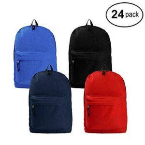 K-Cliffs Unisex Case of 24 Large Classic 18" Backpacks Multi-Color, 100% Polyester
