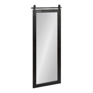 Kate and Laurel Cates Farmhouse Wood Framed Panel Wall Mirror, 18 x 50, Black, Decorative Rustic Barn Door Inspired Wall Mirror Decor With Full Length Size