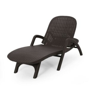 Noble House Waverly Outdoor Faux Wicker Chaise Lounge Dark Brown