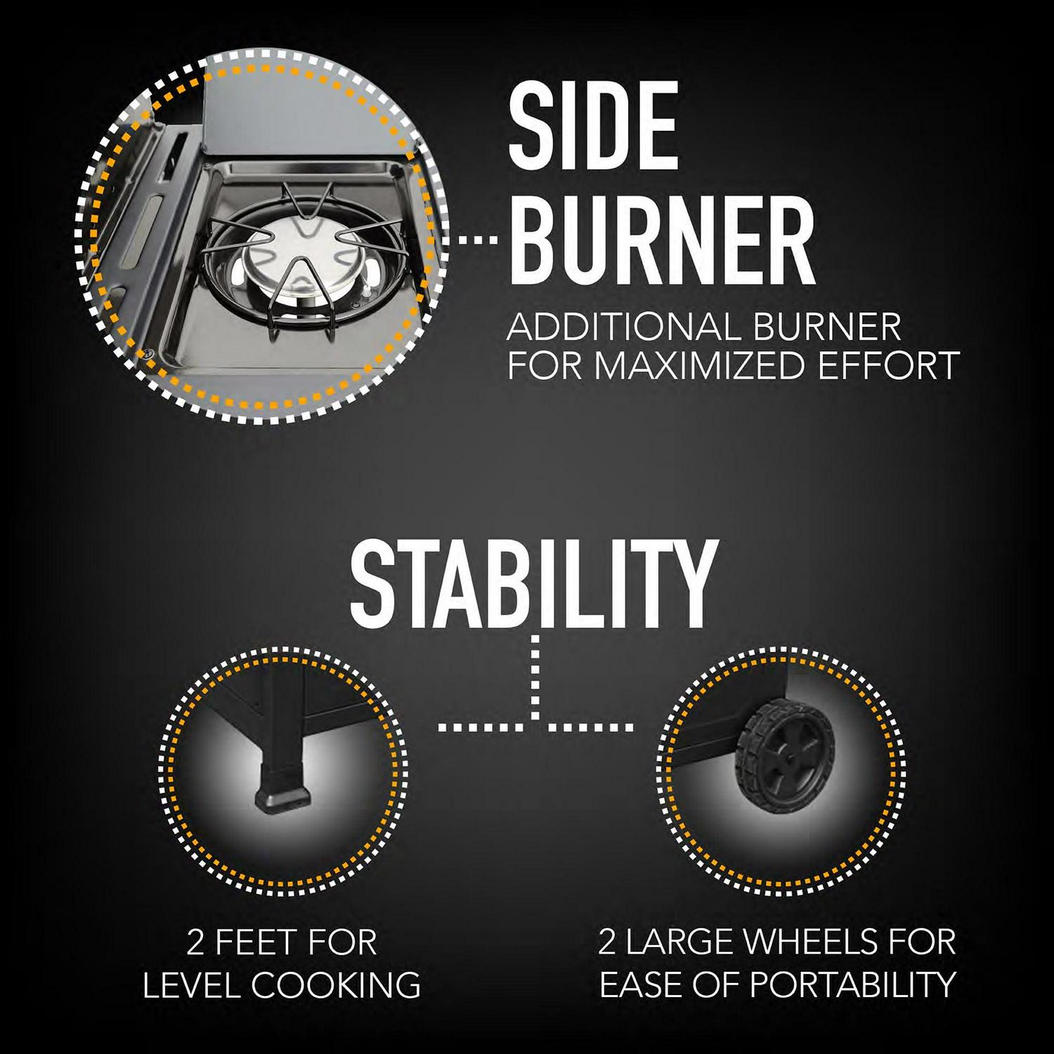 Kenmore 4-Burner Outdoor Propane Gas Grill with Side Burner, Open Cart, Stainless Steel - Image 8