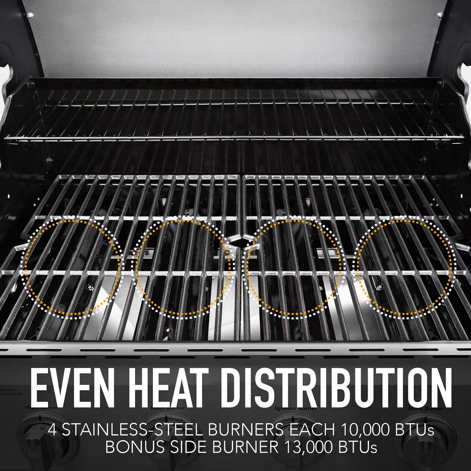 Kenmore 4-Burner Outdoor Propane Gas Grill with Side Burner, Open Cart, Stainless Steel - Image 6