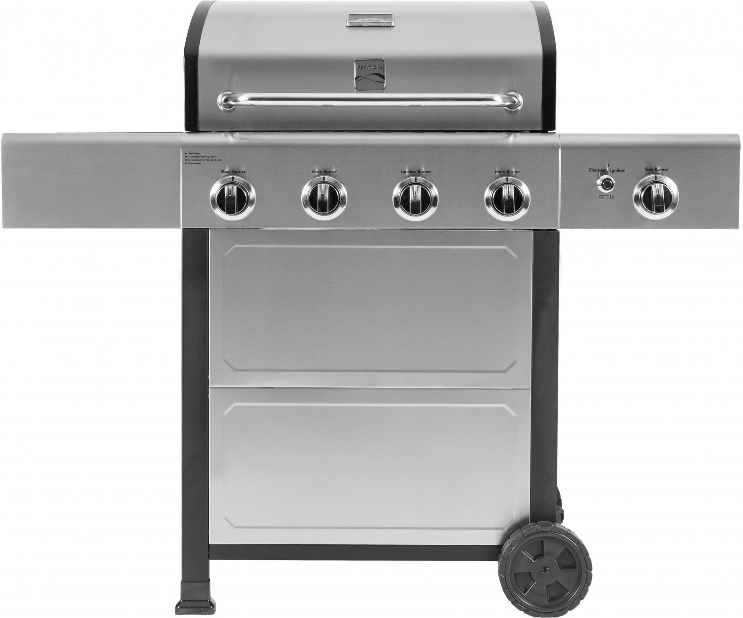 Kenmore 4-Burner Outdoor Propane Gas Grill with Side Burner, Open Cart, Stainless Steel - Image 10