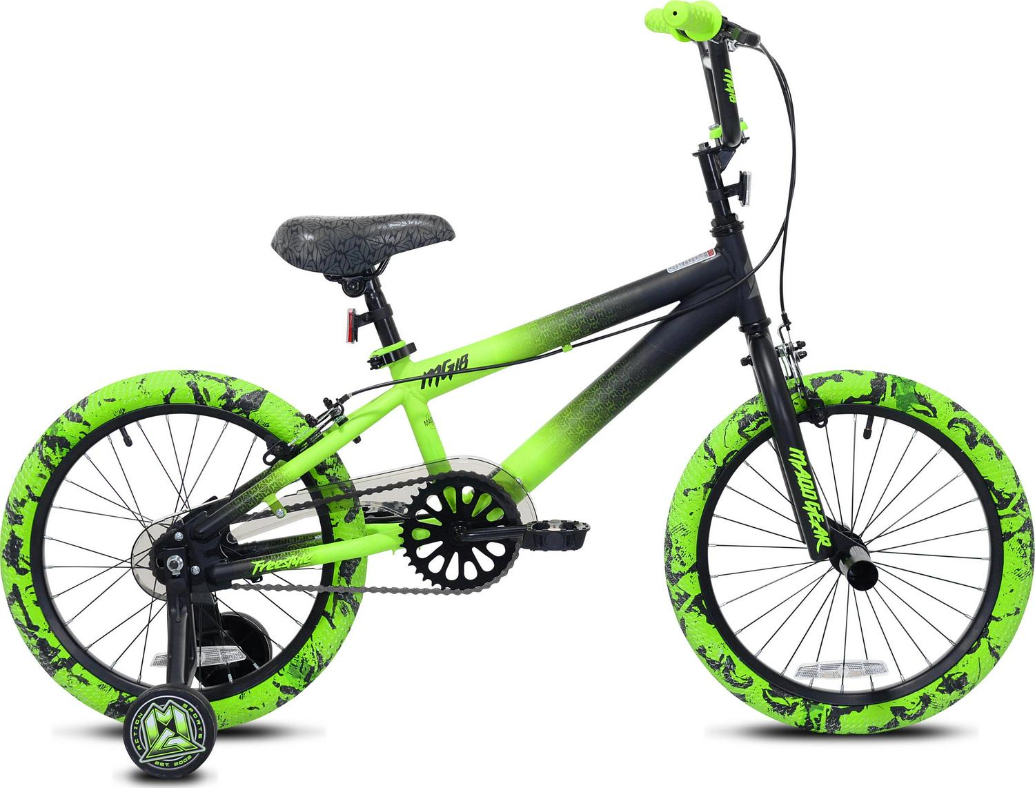 18" Kent Madd Gear BMX Child Bike, Kids Ages 6-12 Years, Black and Green